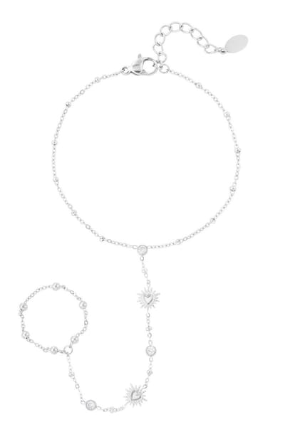 Bijoutheek Armband (Sieraad) Handsieraad Hart Zon Zilverkleurig