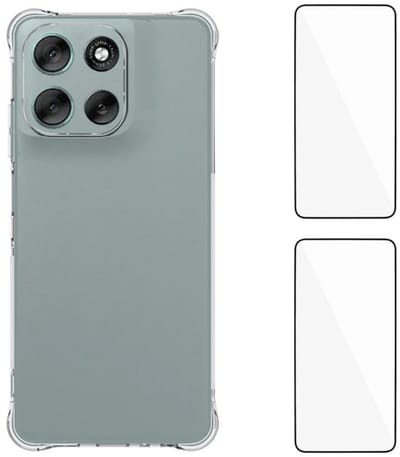 Telestore - Silicone gel transparant hoesje back cover met 2x glas screenprotector - hoesje geschikt voor Motorola Moto G56 5G