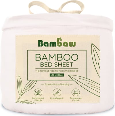 Bambaw Luxe Bamboe 1-Persoons Hoeslaken 140x200cm – Ultra ademende stof – Hypoallergeen – Beddengoed - Wit