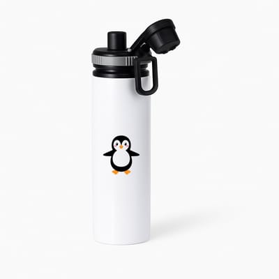 Hacebo® - Pinguins waterfles met draaidop grijs - Pinguïn - Dieren liefhebbers - Vogels - noordpool - water fles - 850ML