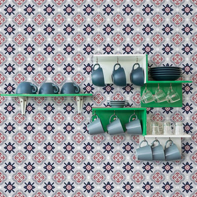 Zelfklevende tegelmuurstickers voor keuken en badkamer - 9 Emanuela Azulejo tegelstickers - 9 stickers 10x10cm