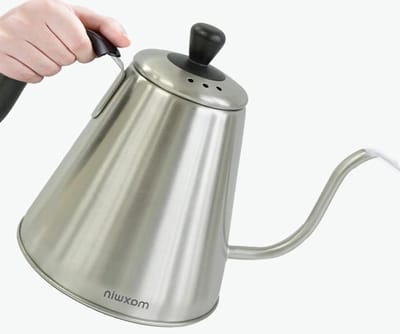 Koffie Waterkoker - Theepot - Handmatig Koffie Zetten - Slanke Zwanenhalsuitloop - 1 Liter - Zilver