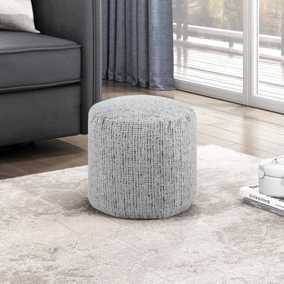 Ronde Poef Ottoman in Zachte Chenille Stof - Voetenbank en Extra Zitelement voor Woonkamer of Slaapkamer
