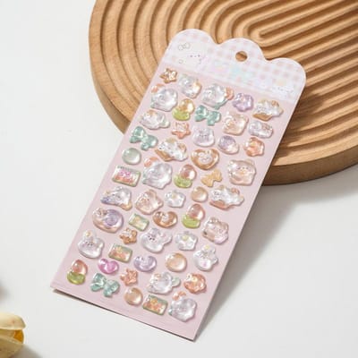 3D Relief Kristalstickers - Schattige Cartoon Decals voor Kinderen Beloningsspeelgoed Waterdichte Telefoonhoes DIY Kawaii Decor Lief Cadeau Cadeaus