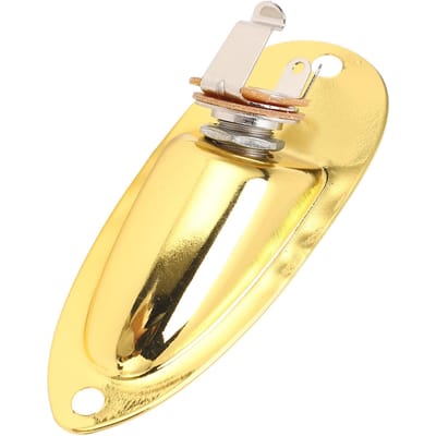 Jack d'entrée guitare Style Bateau 6,35 mm Métal Prise d'entrée/sortie pour guitare électrique avec 2 cordons or