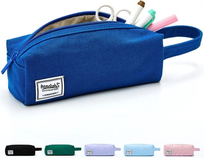 Etui Tas - Pennendoos Briefpapier - School Kantoor - Grote Capaciteit 1200ml - Robuust Canvas - Blauw