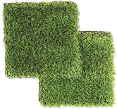 Kunstgras Tegels - Vierkante Grasmat - Balkon Decoratie - Met Afvoer - 31 x 31 cm - Naturel
