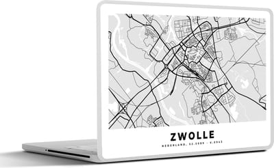 Laptop sticker - 10.1 inch - Kaart - Zwolle - Nederland - 25x18cm - Laptopstickers - Laptop skin - Cover