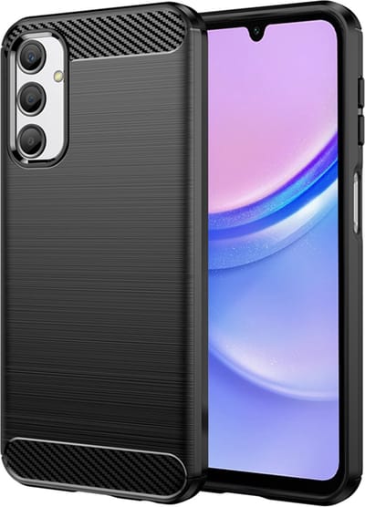 Hoesje geschikt voor Samsung Galaxy A15 4G/5G - Techsuit Carbon Silicone Back Cover - Zwart