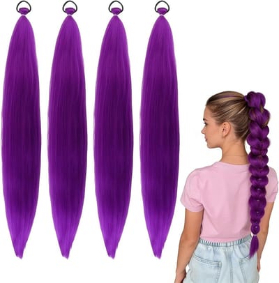26 Inch Paarse Haarverlengingen voor Vlechten - Voor Anime Cosplay, Carnaval en Kostuums - Lang Synthetisch Vlecht Haar