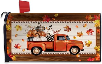 Brievenbus Cover - Post Box Wrap - Tuin Decoratie - Magnetische Bevestiging - 18 "x 21" - Herfst Truck Stijl