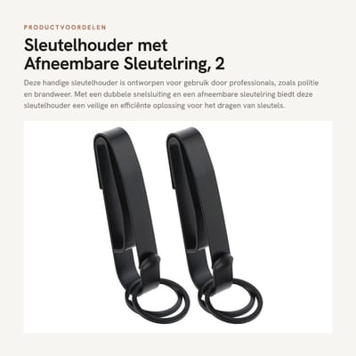 Dailygoods- Sleutelhouder met afneembare sleutelring - 2 stuks - Riemclip - Dubbelzijdige snelsluiting - Premium metaal - Zwart - Sleutelhanger