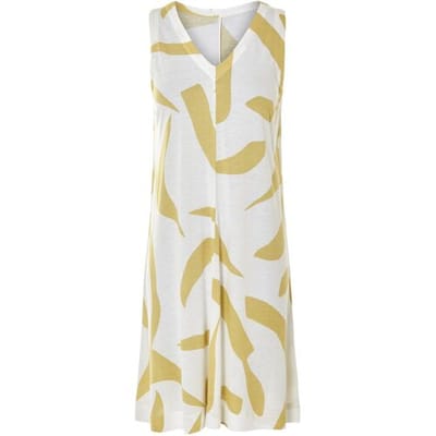 ESMARA Dames jurk van linnenmix (patroon/wit, XS (32/34))