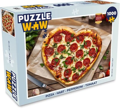 Puzzel Pizza - Hart - Pepperoni - Tomaat - Legpuzzel - Puzzel 1000 stukjes volwassenen