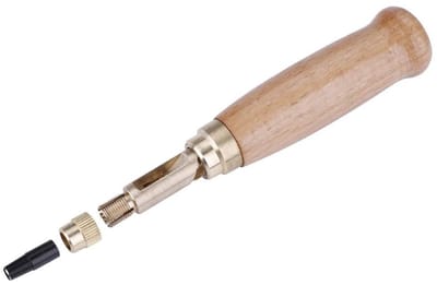 Gatenpons voor leren en papieren banden, houten handvat, 1.5/2/2.5/3/3.5/4 mm, 6 gaten, ideaal voor ambachten en DIY-projecten