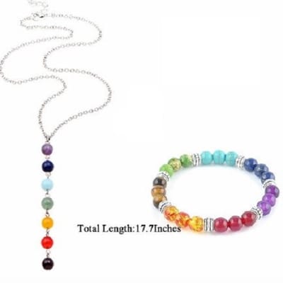WiseGoods Luxe Chakra Ketting & Armband Set - Sieraden Dames - Sieraad - Kettingen & Armbanden - Edeltenen - Edelsteen - Cadeau