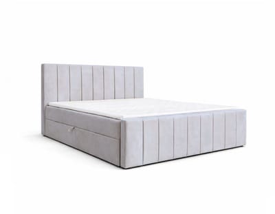 Boxspringbed 01 BIS – Stijlvol & Comfortabel – Met Bonellvering, Topmatras en Opbergruimte – 140x200 Zilver (Trinity 32)