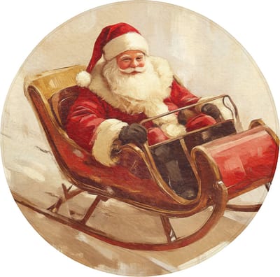 Badmat rond 70x70 cm - Antislip - Kerst - Slee - Kerstman - Badmatten voor badkamer - Badkamermat - Douchemat - Ronde badkamer mat