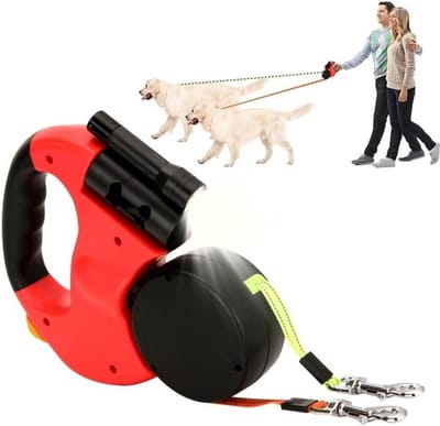 Dubbele Hondenriem voor Twee Honden, 3 Meter, Automatische en Verstelbare Hondenlijn, Geen Verstrikking, Geschikt voor Honden tot 10 kg