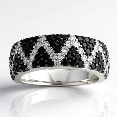 Cavill - Zilveren ring met zwarte spinel en zirkonia - 925 Sterling Zilver - 1,9 ct totale edelstenen - Modern zigzag design - Dames sieraden