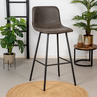 Bronx71® Industriële barkruk Mikky antraciet eco-leer 65-78 cm - barstoel