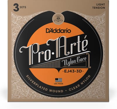 D'Addario EJ43-3D Pro-Arte Light Tension Clear Nylon - 3-Pack gitaarsnaren klassieke gitaar
