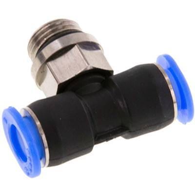 6mm x G1/8'' inline T-stuk Messing/PBT Insteekfitting Buitendraad Draaibaar Compact Ontwerp NBR [2 Stuks]