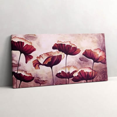 Wallfluent Foto Op Canvas Bloemen bloeiende klaprozen - 100 x 50 cm - Roze Schilderij Op Canvas - Bloemen en Planten Foto Op Doek - Natuur Schilderij Doek - Bloemen en Planten Schilderij Canvas