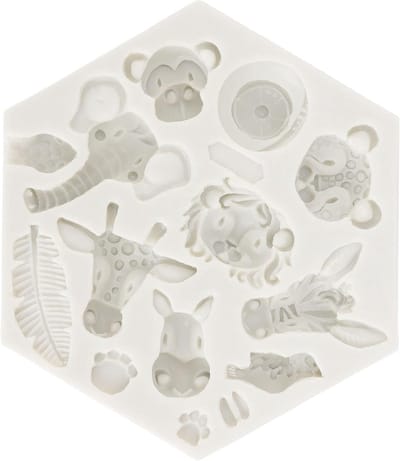 Schattige Jungle Safari Dieren Cakevorm - Flexibele Siliconen Mold voor Fondant, Chocolade en Taartdecoratie - Eenvoudig te Ontmallen en Perfect voor DIY Bakprojecten