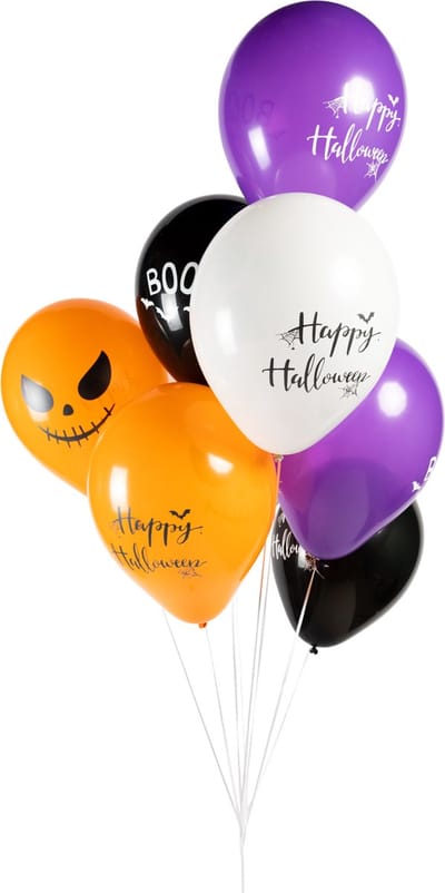 8 Ballonnen 12″Halloween met print Wit/Zwart/Oranje/Paars - Halloween Scary Eng Party Thema Feest