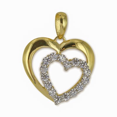 New Bling 9NBSAM-G210483 Gouden Hanger - Dames - Hartje - Zirkonia - 13,2 x 13,8 mm - 14 Karaat - Goud