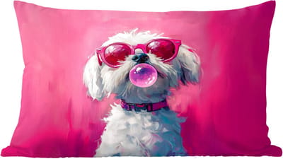 Sierkussens - Kussentjes Woonkamer - 60x40 cm - Pink - Hond - Bubbel