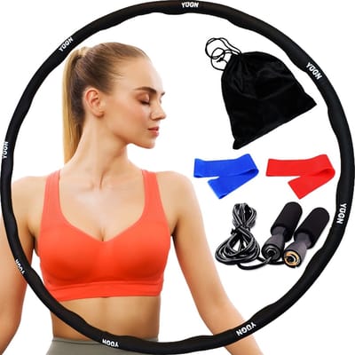 YUGN Fitness Hoelahoep Set - 1.2 KG - Inclusief Springtouw, 2 Resistance Bands en Meeneemzak - Hula Hoop Fitness