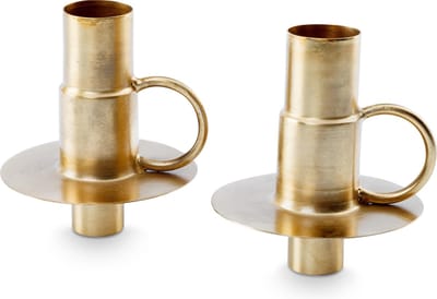 Set/2 Bottle Candle Holders Metal Gold 7x8.5cm
