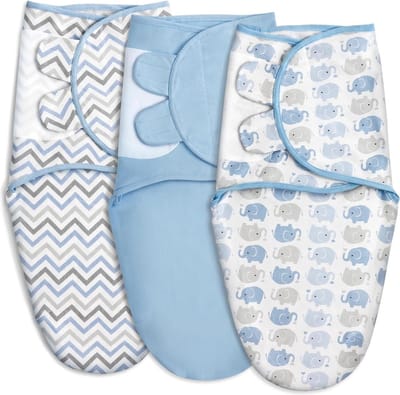 Pucksack voor baby's - Zachte inbakerdoek en slaapzak voor peuters, uniseks, set van 3 luiers van 100% biologisch katoen