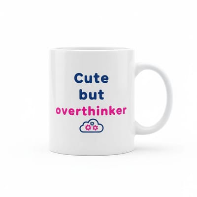 Cute but Overthinker Quote Koffiemok 330 ml – Leuke Keramische Mok voor Dagelijkse Koffie & Cadeau