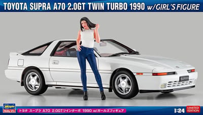Hasegawa Modelbouwpakket Auto - 52414 Toyota Supra A70 2.0GT Twin Turbo 1990 met Vrouwlijk Figuur Plastic - 1:24 - Modelbouw