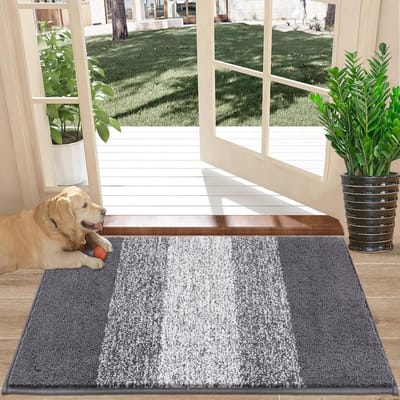 Deurmat - Dikke Anti-Slip Vuilvanger - Absorberende Deurmat - Geschikt voor Slaapkamer & Badkamer - Binnen & Buiten - Grijs - 40x60 cm - 1 Stuk