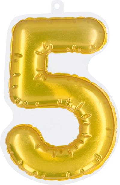Boland - Sticker Folieballon '5' goud Goud - Black & Gold - Black & Gold - Verjaardag - Jubileum - Raamsticker - NYE