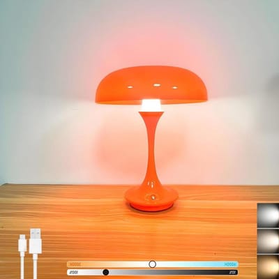 Bedlamp Paddenstoel - Tafelverlichting Decoratie - Sfeervol Verlichten - Draadloos Aanraak Dimbaar - 32 x 25 cm - Oranje