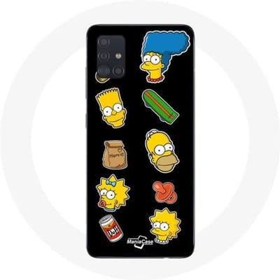 Samsung Galaxy A51 hoesje The Simpsons stickers zwarte achtergrond zwart