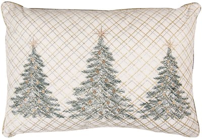 Clayre & Eef Sierkussen 50x35x4 cm Beige Polyester Kerstboom