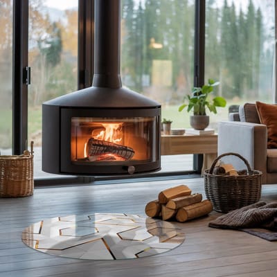 Coloray Vloerplaat Houtkachel - Vloerplaat Openhaard - 80 cm x 80 cm - Houtkachel Accessoires - Wit Vloerplaat Kachel - Onderplaat Voor Houtkachel - Plaat voor Onder Houtkachel - Open Haard Accessoires - Verwarmingsaccessoires