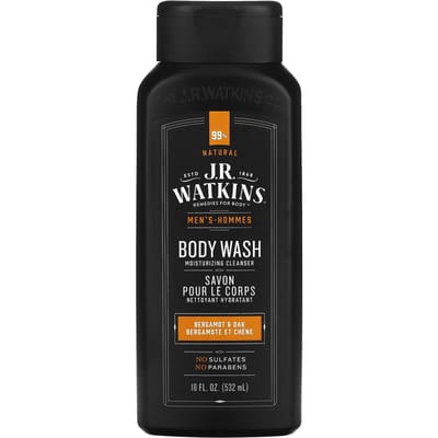 J R Watkins, Gel Douche pour Homme, Bergamote & Chêne, 18 fl oz (532 ml) black
