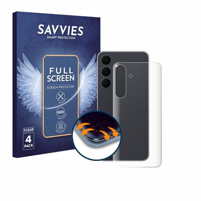 Savvies - Screenprotector voor Samsung Galaxy S25 FE Enterprise Edition (Achterkant) - Folie Beschermfolie transparant volledig dekking 4 Stuks