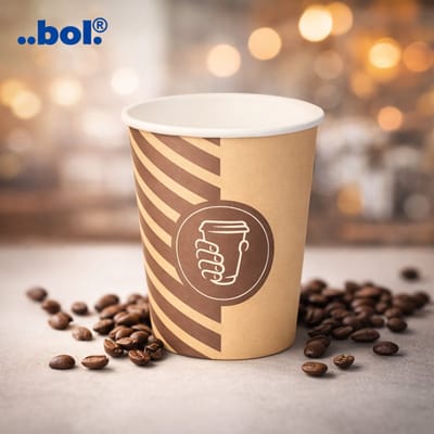 ECO Koffiebeker 8oz 240 ml Bruin_Wit - 100 Stuks- wegwerp papieren bekers karton kraft – drank bekers – drinkbekers- koffie beker – wegwerpbeker – Koffiekopjes – Koffiemokken - Warme en Koude Dranken