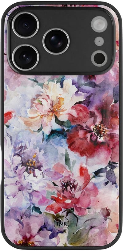 Hoesje geschikt voor Apple iPhone 17 Pro - Bloemen acryl - Zwart - TPU luxe case (glossy toplaag) - Bloemen - Hardcase backcover zwart