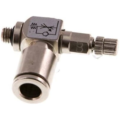 L-stuk Regelventiel 6 mm - M5 Regeling-Uit Messing Kartelschroef
