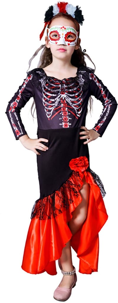 Dia de los muertos kostuum - Halloween kostuum kind - Carnavalskleding - Carnaval kostuum - Meisje - 10 tot 12 jaar