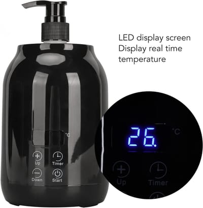 Verwarmingsapparaat voor Massageolie met LED-display, Temperatuurinstelling, Inclusief 2 Flessen en 2 Pompkoppen voor Thuisgebruik en Reizen